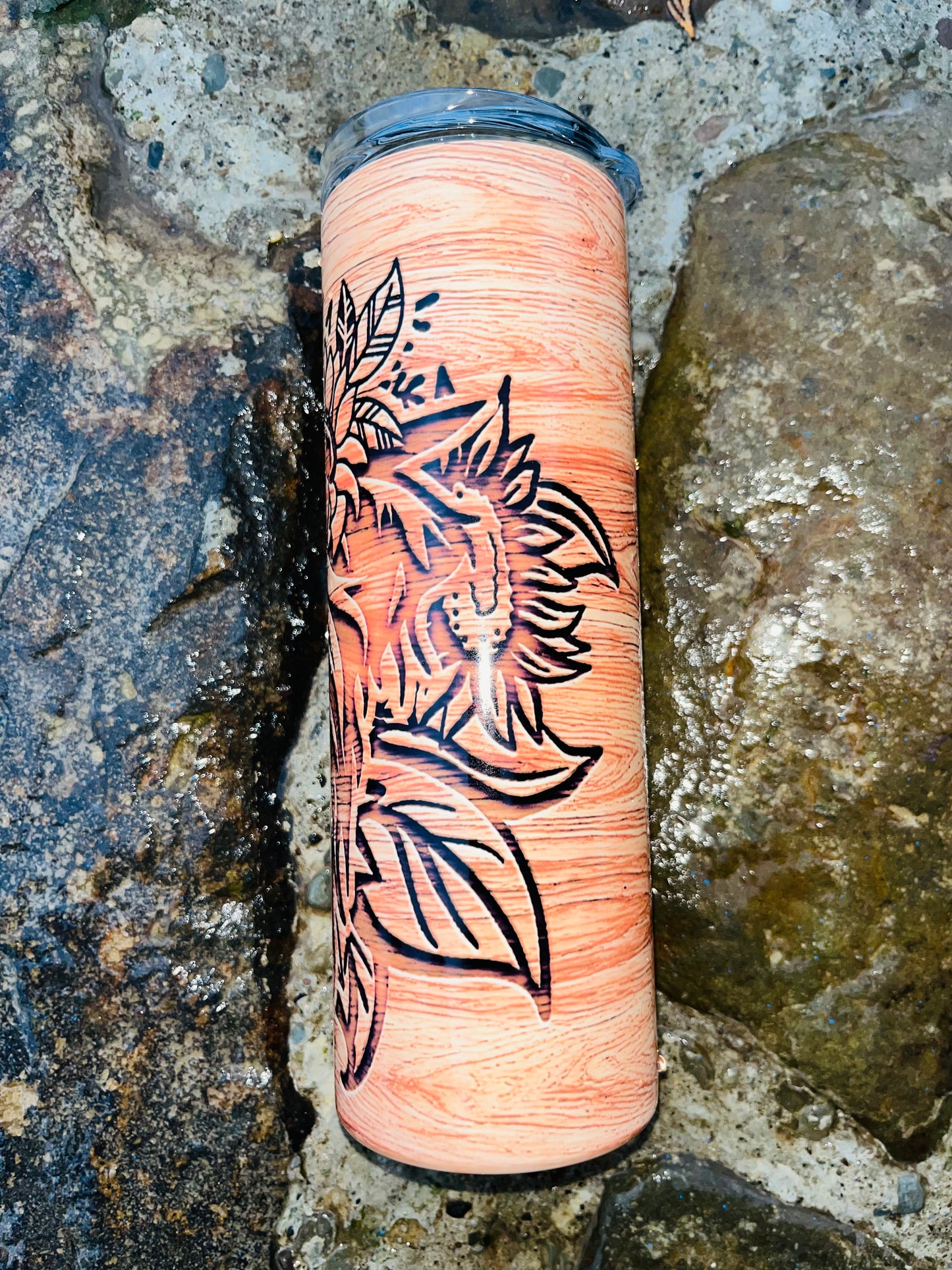 Wood Grain Highland Cow Tumbler