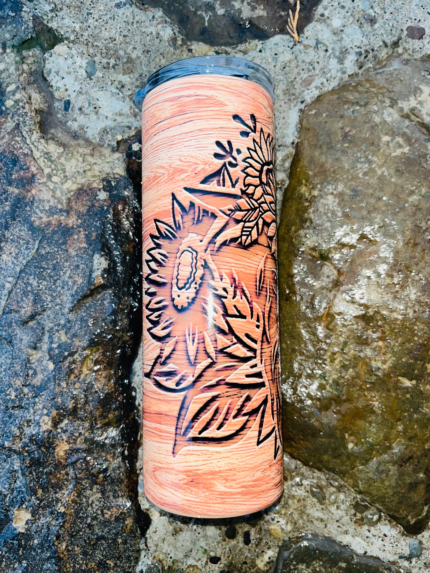 Wood Grain Highland Cow Tumbler
